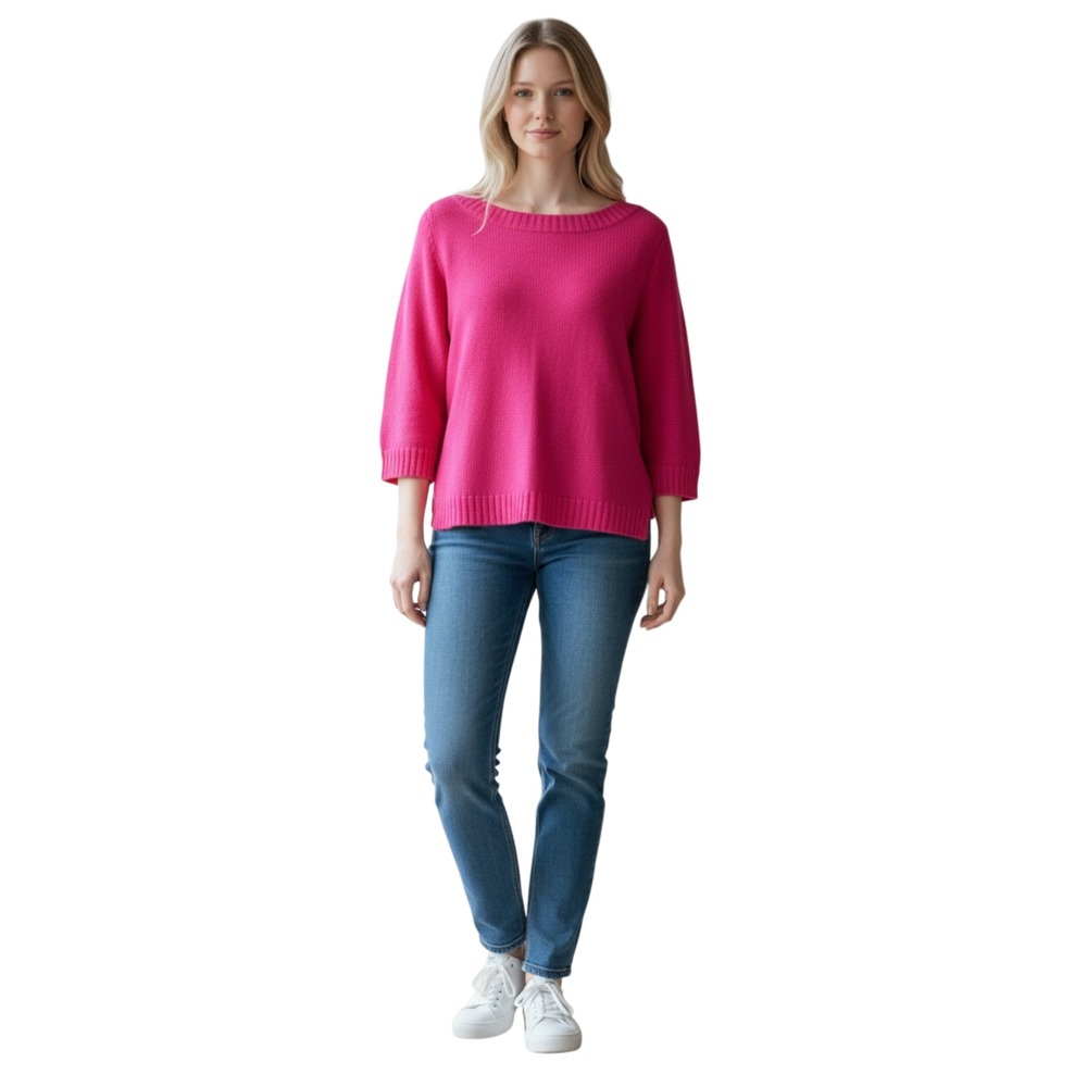 Eileenโ Fisher NWT Linen Sweater Womens Boxy Oversized Bateau Neck Pink Top